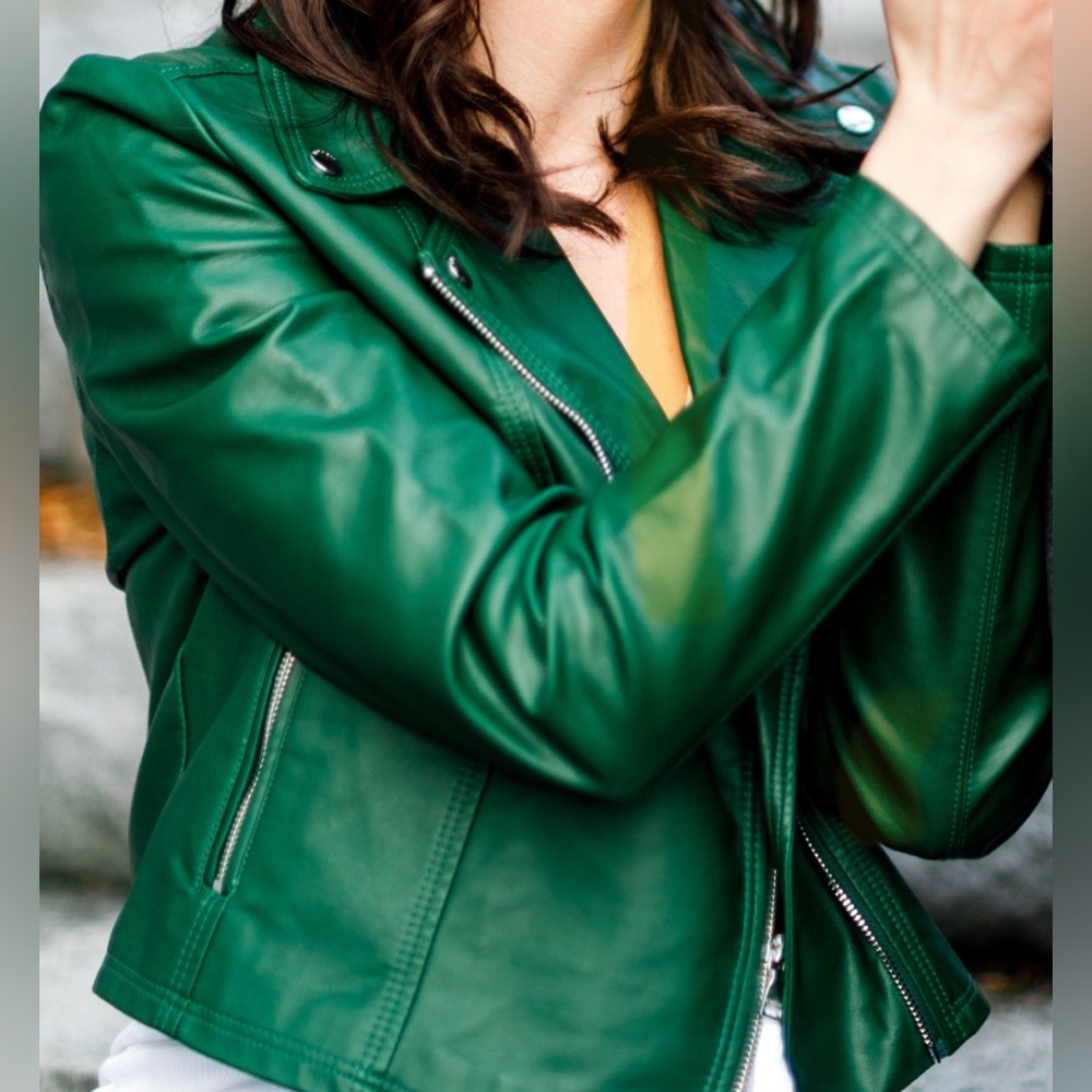 Express Green Faux Leather Jacket